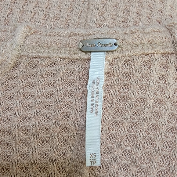 Free People Faded Rose Pink Drippy High Low Tunic Thermal Knit Top - Picture 9 of 12